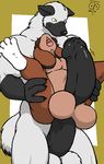  anthro balls big_balls duo freckles_(artist) gay hyper hyper_balls hyper_penis iridium male penis ridiculous_fit sex size_difference soto soto_(character) 