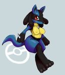  anthro blush breasts female lucario nintendo pok&#233;mon pok&#233;morph pok&eacute;mon red_eyes solo sssonic2 tail video_games 