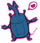  &hearts; :3 beetle blue cute heracross insect male mellissar1 plain_background pok&eacute;mon shrug solo white_background 