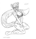  breasts cleavage clothed clothing ear_piercing earring facial_piercing feline female furry-specific_piercing jogauni kneeling leopard mammal muzzle_piercing nose_piercing patches_namaki piercing sierra sierra_starpaw skimpy solo spots starpaw stars suit swim swimsuit teal 