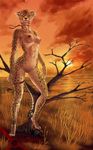  catwarrior cheetah feline female looking_at_viewer mammal nude pussy solo standing 