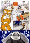  bear better_late_than_never blue_eyes bulge cat censored comic daigaijin dialog dialogue english_text feline female fight kung_fu_panda majora's_mask male mammal master_tigress panda po red_eyes stripes tail tears text tiger 