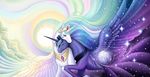  alicorn blue_eyes blue_hair cloud crown day duo equine female feral friendship_is_magic hair horn horse long_hair looking_at_viewer mammal moon multi-colored_hair my_little_pony night pegacorn pink_eyes pony princess_celestia_(mlp) princess_luna_(mlp) sibling siblings sisters smile sparkle sun winged_unicorn wings yin_yang yiuokami 