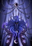  alicorn blue_hair candle chain crescent crescent_moon equine female feral friendship_is_magic hair horn horse long_hair looking_at_viewer mammal moon moonlight my_little_pony night pegacorn pony princess_luna_(mlp) smile solo tail throne winged_unicorn wings yiuokami 