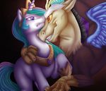  crown discord_(mlp) draconequus equine eye_contact female feral friendship_is_magic hair horn horse imminent_rape looking_at_each_other male mammal multi-colored_hair my_little_pony pony princess_celestia_(mlp) purple_eyes red_eyes unicorn wings 