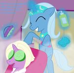  cucumber cutie_mark dazed-and-wandering dw1482 english_text equine female feral friendship_is_magic hair horn horse mammal my_little_pony pony spa sponge tail text trixie_(mlp) twilight_sparkle_(mlp) unicorn 
