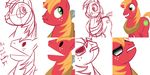  apple big_macintosh_(mlp) cutie_mark equine eyewear feral freckles friendship_is_magic fruit green_eyes hair hi_res horse male mammal my_little_pony open_mouth orange_hair pony sketch solo sunglasses txlegionnaire yoke 