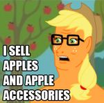  anthrofied apple applejack_(mlp) blonde_hair buckteeth cervine english_text equine eye_lashes eyelashes eyewear female freckles friendship_is_magic fruit fur glasses green_eyes hair hank_hill hat horse king_of_the_hill low_res male mammal my_little_pony orange_fur solo teeth text 