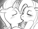  blush equine eyes_closed female fluttershy_(mlp) friendship_is_magic horn horse kissing lesbian mammal monochrome my_little_pony pony psychoticmindsystem rarity_(mlp) sweetie_belle_(mlp) unicorn 