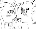  blush equine female fluttershy_(mlp) friendship_is_magic horse kissing lesbian mammal mane monochrome my_little_pony pinkie_pie_(mlp) pony psychoticmindsystem tongue tongue_out 