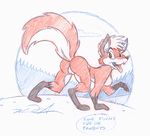  butt canine female feral fox german_text karri_aronen looking_at_viewer mammal pussy raised_tail side_boob sketch solo text tongue tongue_out 