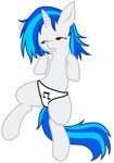  blue_hair blush equine female friendship_is_magic hair horn horse mane musical_note my_little_pony panties pony red_eyes sleepy swaetshrit tail two_tone_hair underwear unicorn vinyl_scratch_(mlp) 