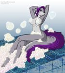  anthro bath bubble bubbles canine demona69 female hair jess_(teckly) looking_at_viewer mammal nude pinup pose purple_eyes purple_hair sitting solo suds water wolf 