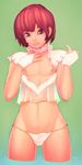  bulge camisole clothed clothing crossdressing ear_piercing earring fingerless_gloves girly gloves gradient_background hair human lingerie lips looking_at_viewer male mammal navel nightgown nipples not_furry onta panties piercing red_eyes red_hair short_hair skimpy solo standing thighs underwear 