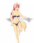  blue_eyes breasts canine cleavage clothed clothing diva female fox hair leaning long_hair long_pink_hair looking_at_viewer mammal midriff pink_hair pinup pose simple_background skimpy solo standing underwear 