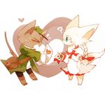 &#24425; &hearts; ? abstract_background bag blue_eyes blush cat embarrassed feline female letter mailman male mammal pawpads ribbons standing 