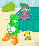  ball balls baseball baseball_(ball) blush butt crossover cum cumshot dinosaur dragon edit erection friendship_is_magic gay interspecies male mario_bros my_little_pony nintendo oral oral_sex orgasm penis plushie raukue scalie sex shoes spike_(mlp) tail tapering_penis tongue tonguejob video_games yoshi 