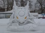  amazing dragon feral legendary_pok&#233;mon nintendo pok&#233;mon pok&eacute;mon rayquaza real snow snow_sculpture unknown_artist unknown_sculptor video_games yellow_eyes 