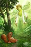  angel_wings biting_pear_of_salamanca forest fruit grass lying mammal on_back pear pearaphim rodent scenery squirrel tree ursula_vernon wings wood 
