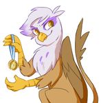  brown_eyes female feral friendship_is_magic gilda_(mlp) gryphon low_res medal my_little_pony solo tail tumblr wings 