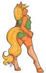  anthrofied apple applejack_(mlp) blonde_hair butt cutie_mark deejayhan equine equine_legs female friendship_is_magic fruit green_eyes hair hooves horse mammal mane my_little_pony panties pinup pony pose smile solo standing tail underwear 