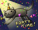  cartoon cat confetti feline mammal nedroid noisemaker party_cat party_hat tail 