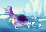  babies cute iceberg kiwiesrulexd lapras mother nintendo parent pok&#233;mon pok&eacute;mon swimming video_games water 