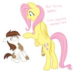  balls brown_hair butt cartoonlion cocked_eyebrow cub cutie_mark dickgirl english_text equine female feral fluttershy_(mlp) friendship_is_magic fur hair horse intersex male mammal my_little_pony pegasus penis pink_hair pipsqueak_(mlp) pony sitting tail text wings yellow yellow_fur young 