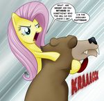  bear dcencia dialog dialogue equine female feral fight fluttershy_(mlp) friendship_is_magic horse mammal my_little_pony pony text unknown_artist unknown_artist_signature 