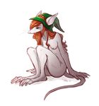  anthro breasts burmecian dagger_leonelli dagger_leonelli_(artist) female final_fantasy final_fantasy_ix hair hat long_hair nipples nude plain_background red_hair sitting solo tail video_games whiskers white_background 