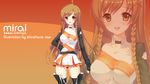  1girl ahoge braid brown_eyes brown_hair culture_japan dmyo hair_accessory hair_ornament highres long_hair mascot mirai_millennium open_mouth orange_eyes orange_hair shirahane_nao solo suenaga_mirai thighhighs twin_braids very_long_hair wallpaper zoom_layer 