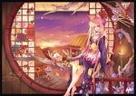  animal_ears barefoot blonde_hair breasts cleavage flower highres japanese_clothes liy093275411 mask medium_breasts original purple_eyes solo 