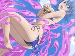  bikini blue_eyes blue_hair hattori_junko ichiban_ushiro_no_daimaou jpeg_artifacts swimsuit undressing 