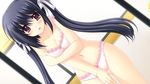  black_hair blush bra breast_hold cleavage game_cg hananomiya_yoshiko nishimata_aoi panties sekai_seifuku_kanojo twintails underwear world_wide_love 