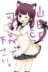  :d animal_ears apron bad_id bad_pixiv_id blush cat_ears cat_tail fang highres long_hair maria6112 one_eye_closed open_mouth purple_eyes purple_hair ribbon skirt smile solo tail waitress working!! yamada_aoi 