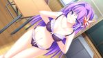  blue_eyes blush bra game_cg kureha_(maikaze_no_melt) maikaze_no_melt panties purple_hair tenmaso underwear undressing whirlpool 