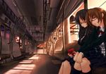  ds glasses nintendo seifuku sleeping tagme tagme_(artist) train 