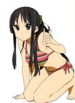  akiyama_mio barefoot bikini black_hair feet highres k-on! long_hair official_art qplus simple_background solo swimsuit toes white_background 