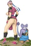  artist_request ass breasts dragon_quest dragon_quest_dai_no_daibouken fingerless_gloves gloves irotsuya looking_back maam mouse nipples pink_hair smile source_request 