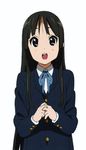  akiyama_mio black_hair highres k-on! long_hair official_art qplus school_uniform simple_background solo white_background 