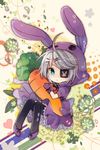  animal_ears aqua_eyes bunny_ears carrot chibi eyepatch flower gloves gothic_lolita hair_ornament hairclip hood hoodie iri_flina lolita_fashion lowres pantyhose rednian ribbon shoes silver_hair skirt solo striped sword_girls 