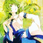  bad_id bad_pixiv_id detached_sleeves green green_eyes green_hair hair_ornament hand_on_hip hand_on_own_chest kochiya_sanae long_hair looking_at_viewer looking_down smile smug snake solo touhou yukizen 