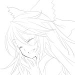  bad_id bad_pixiv_id bow closed_eyes face finger_to_face greyscale hair_bow lineart monochrome oxstar reiuji_utsuho smile solo touhou 
