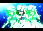  black_hair bubble clone green_eyes hat kamelie letterboxed midriff murasa_minamitsu navel one_eye_closed sailor sailor_hat touhou underwater 