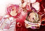  bad_id bad_pixiv_id blue_eyes buttons chaba_(hortensia) green_hair hair_ornament hairband hat heart komeiji_satori long_sleeves lying multiple_girls on_back pink_eyes pink_hair ribbon rod_of_remorse shiki_eiki smile third_eye touhou 