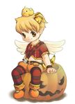  bird child elf elf_ears halloween horns jack-o&#039;-lantern jack-o'-lantern jimmy2929 navel pointy_ears simple_background sitting smile wings 