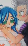  bakugan bakugan_gundalian_invaders blue_hair fabia_sheen green_eyes lowres ren_krawler white_hair yellow_eyes 