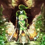  blonde_hair blue_eyes dual_persona fairy gloves hat highres holding holding_sword holding_weapon koshinaka left-handed link male_focus multiple_boys navi pointy_ears sword the_legend_of_zelda the_legend_of_zelda:_ocarina_of_time weapon young_link 