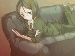  aguri_(aguri0406-aoi) bad_id bad_pixiv_id bangs bob_cut book couch fate/zero fate_(series) green_eyes green_hair male_focus necktie otoko_no_ko parted_bangs reading short_hair solo waver_velvet 