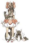  bad_id bad_pixiv_id bow bubble_skirt chiva_(wonderworldwood) flamethrower gas_mask hair_bow kaname_madoka kyubey magical_girl mahou_shoujo_madoka_magica short_twintails skirt twintails weapon 